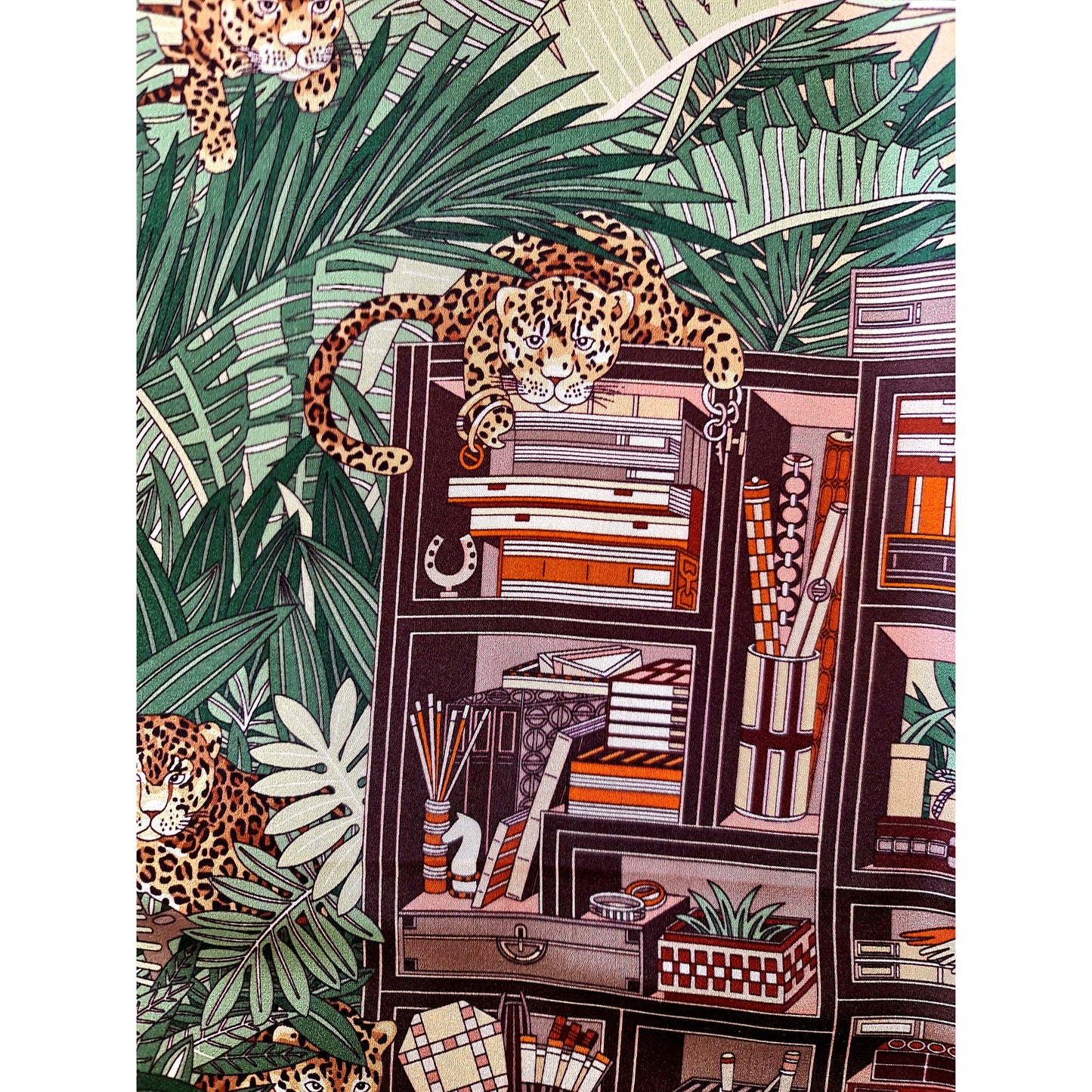 Luxury Pure Mulberry Silk Scarf "La Bibliothèque Imaginaire"