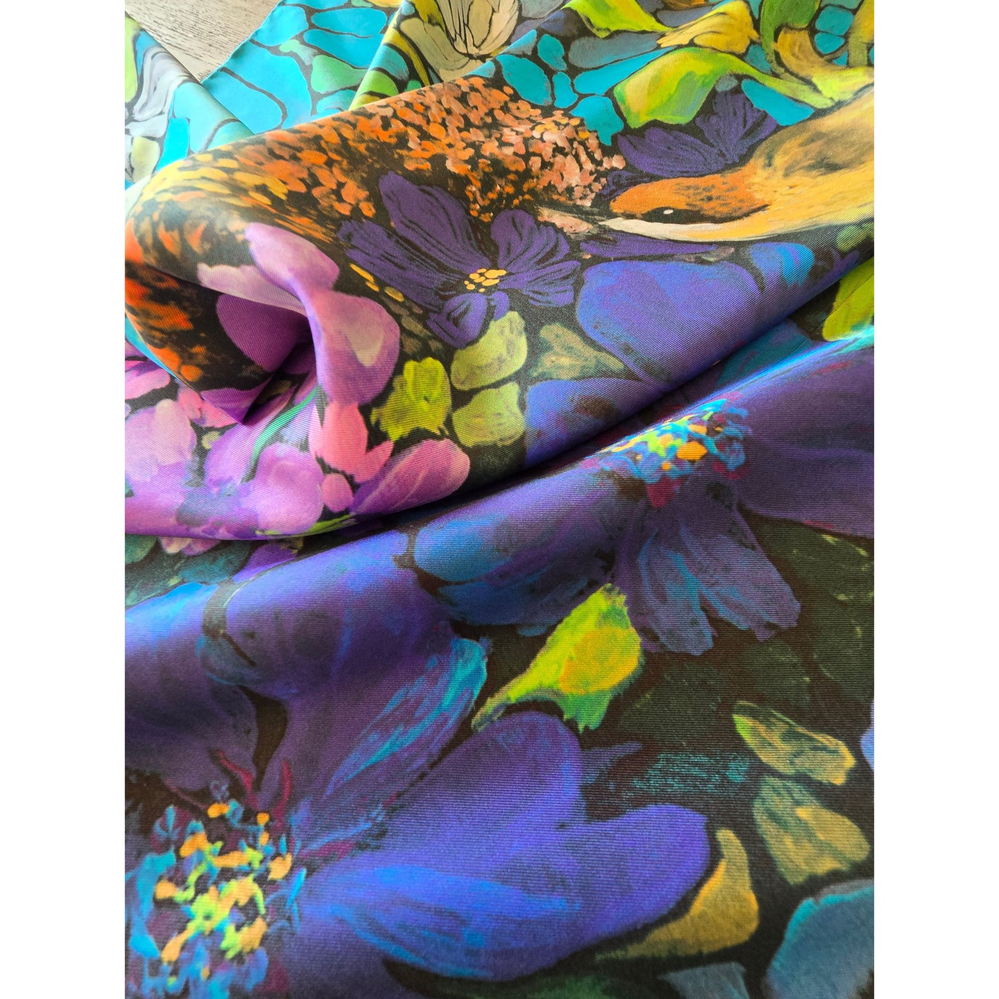 Luxury Silk Twill Scarf "Le Royaume Floral"