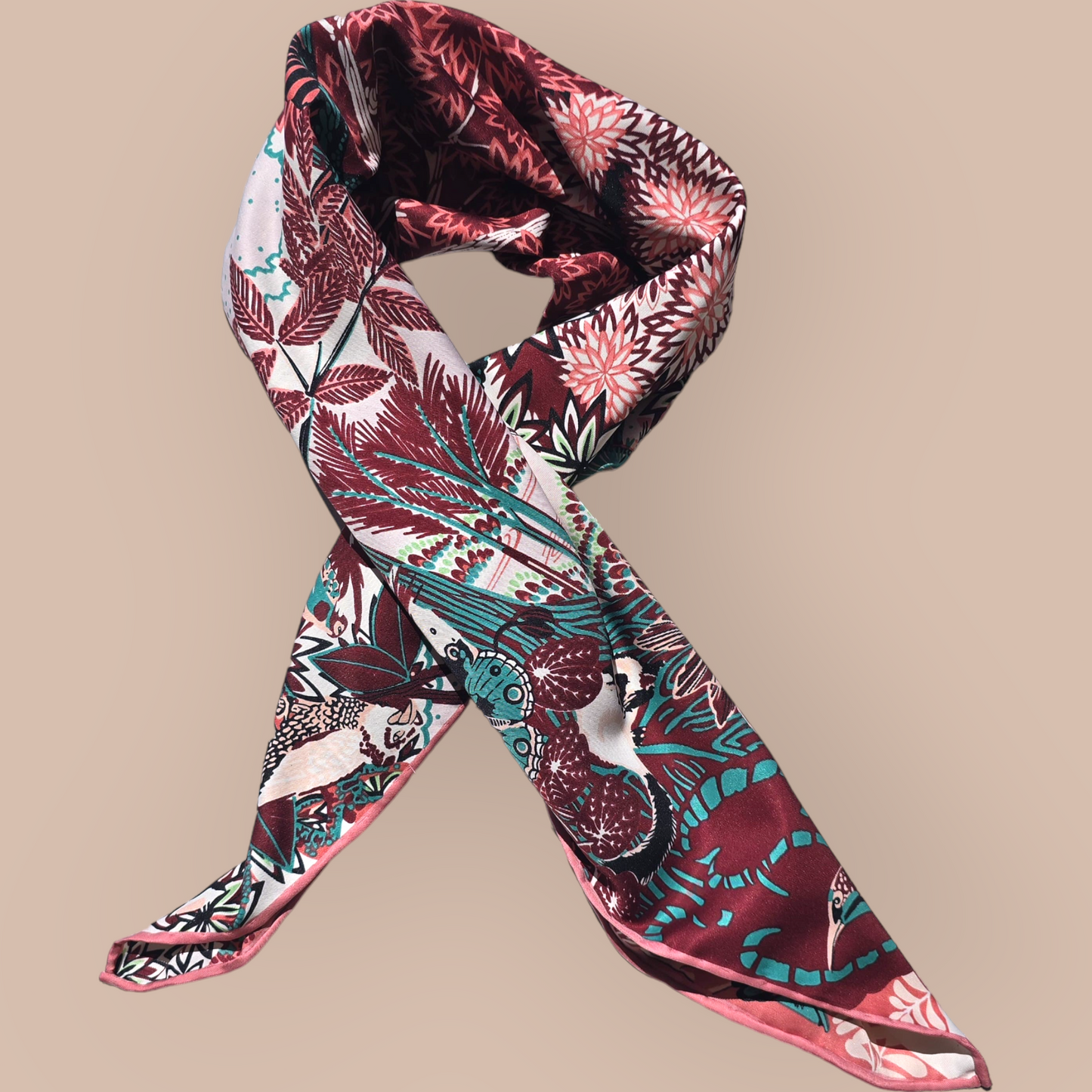 100% Twill Silk Scarf "Tiger In The Forest"