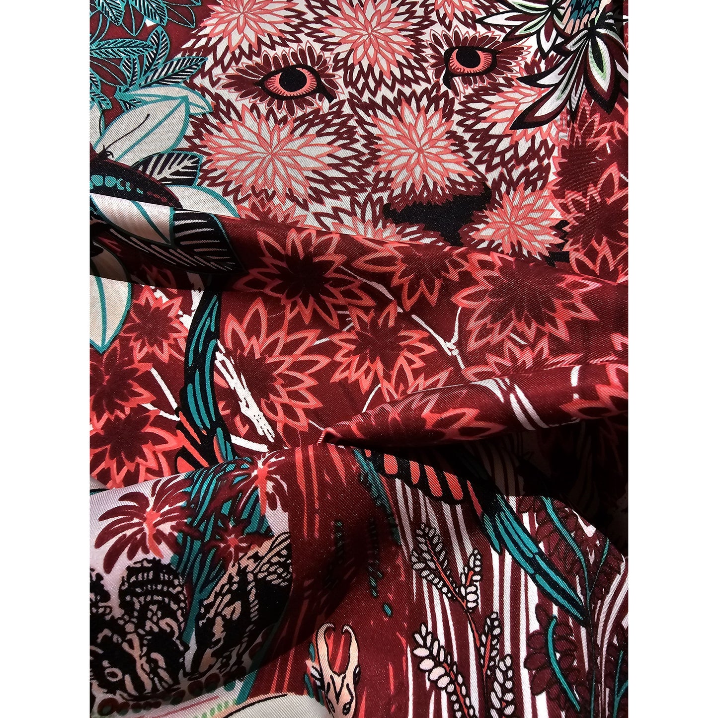 100% Twill Silk Scarf "Tiger In The Forest"