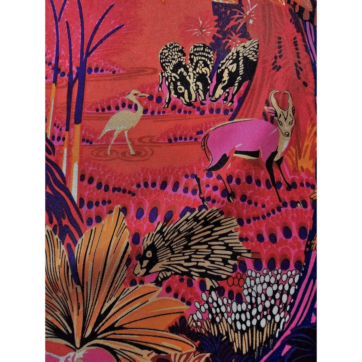 100% Twill Silk Scarf "Tiger In The Forest"