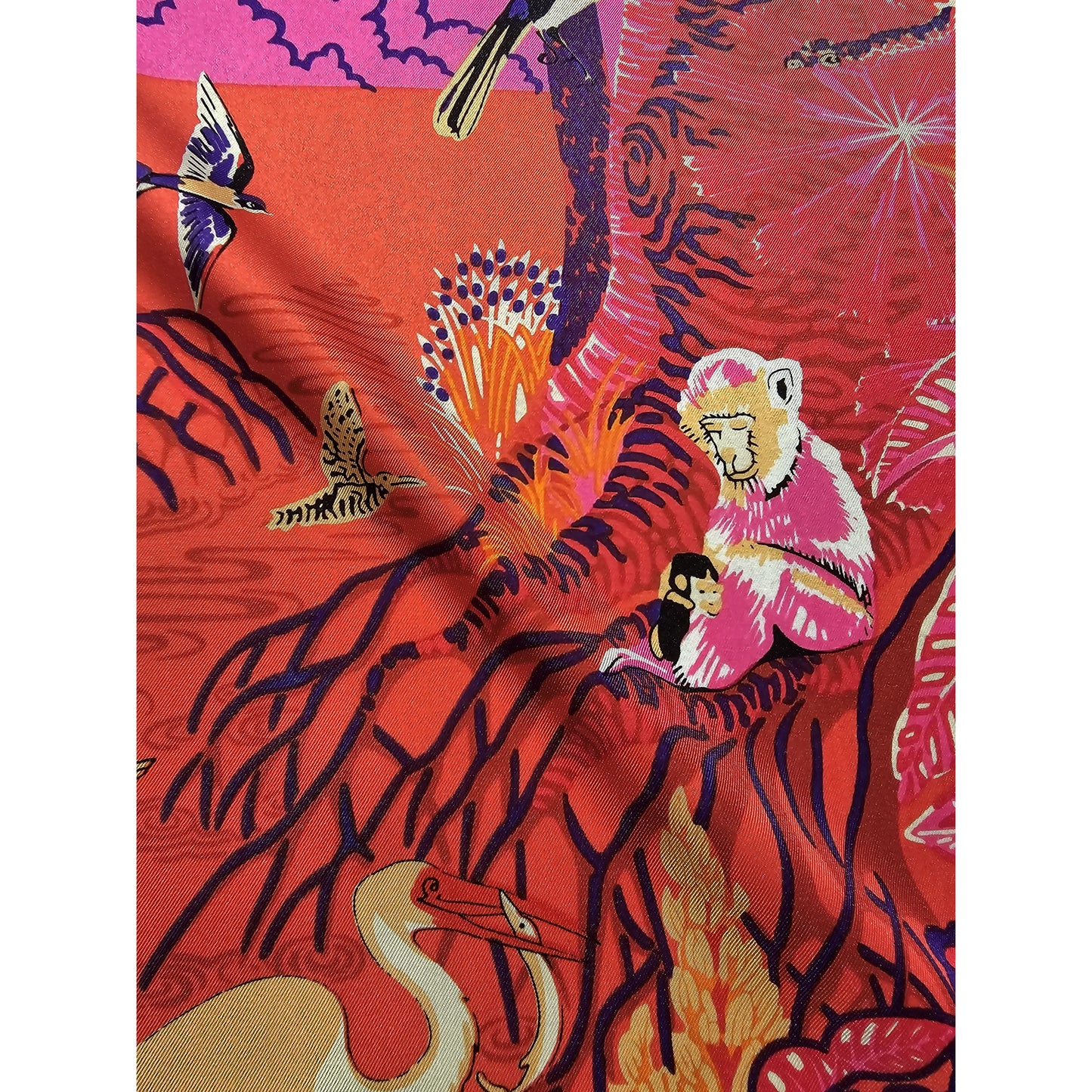 100% Twill Silk Scarf "Tiger In The Forest"