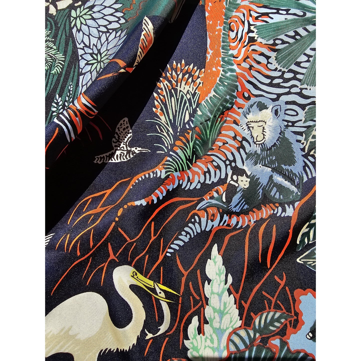 100% Twill Silk Scarf "Tiger In The Forest"