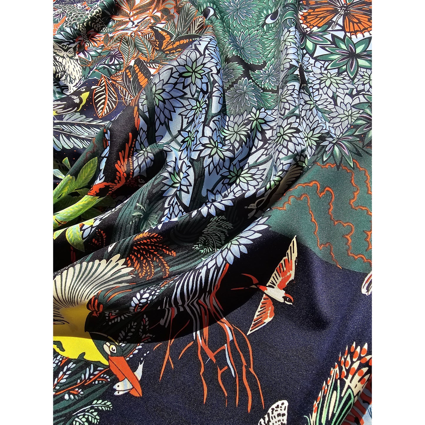100% Twill Silk Scarf "Tiger In The Forest"