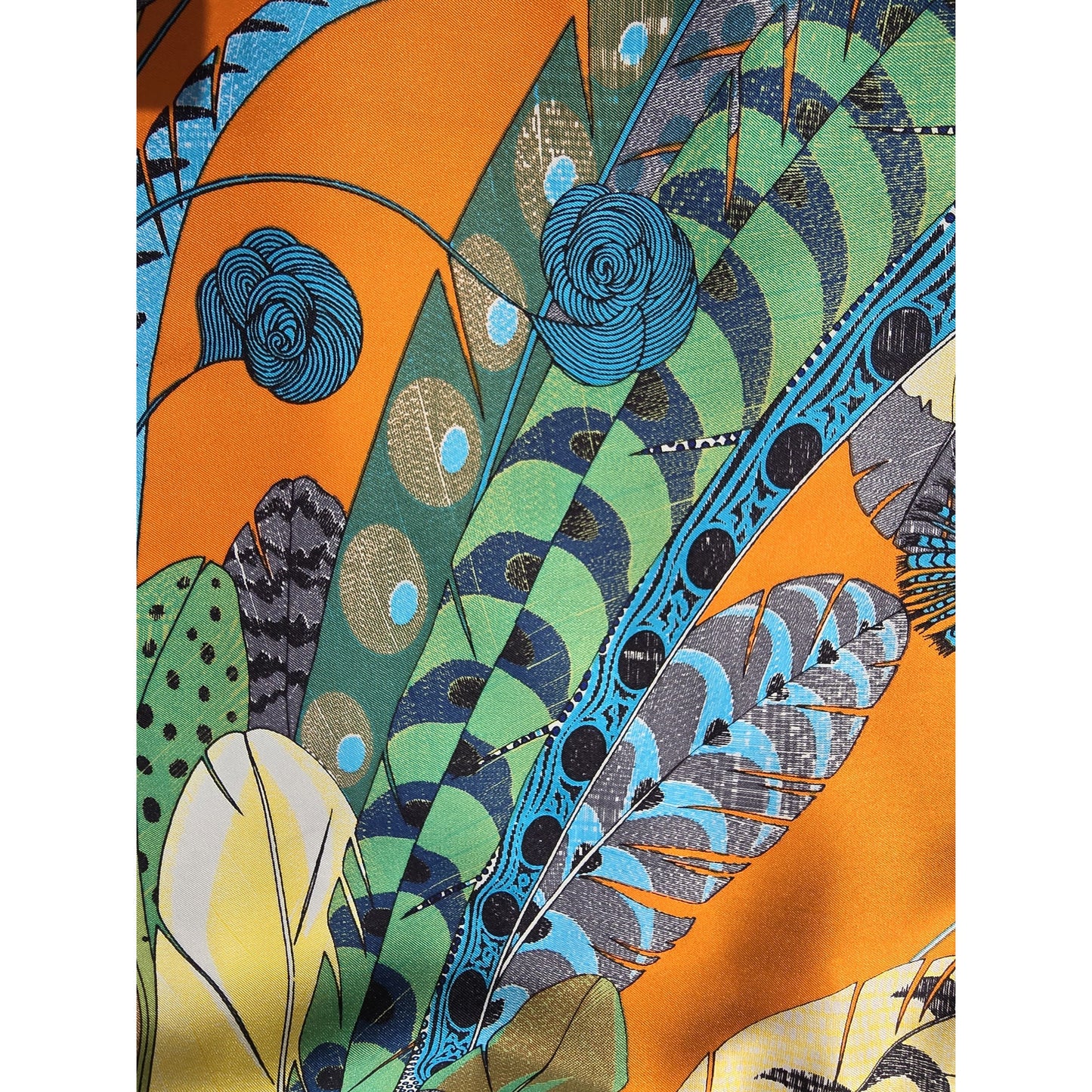 Pure Twill Silk Square Scarf 90cmx90cm "Feathers"