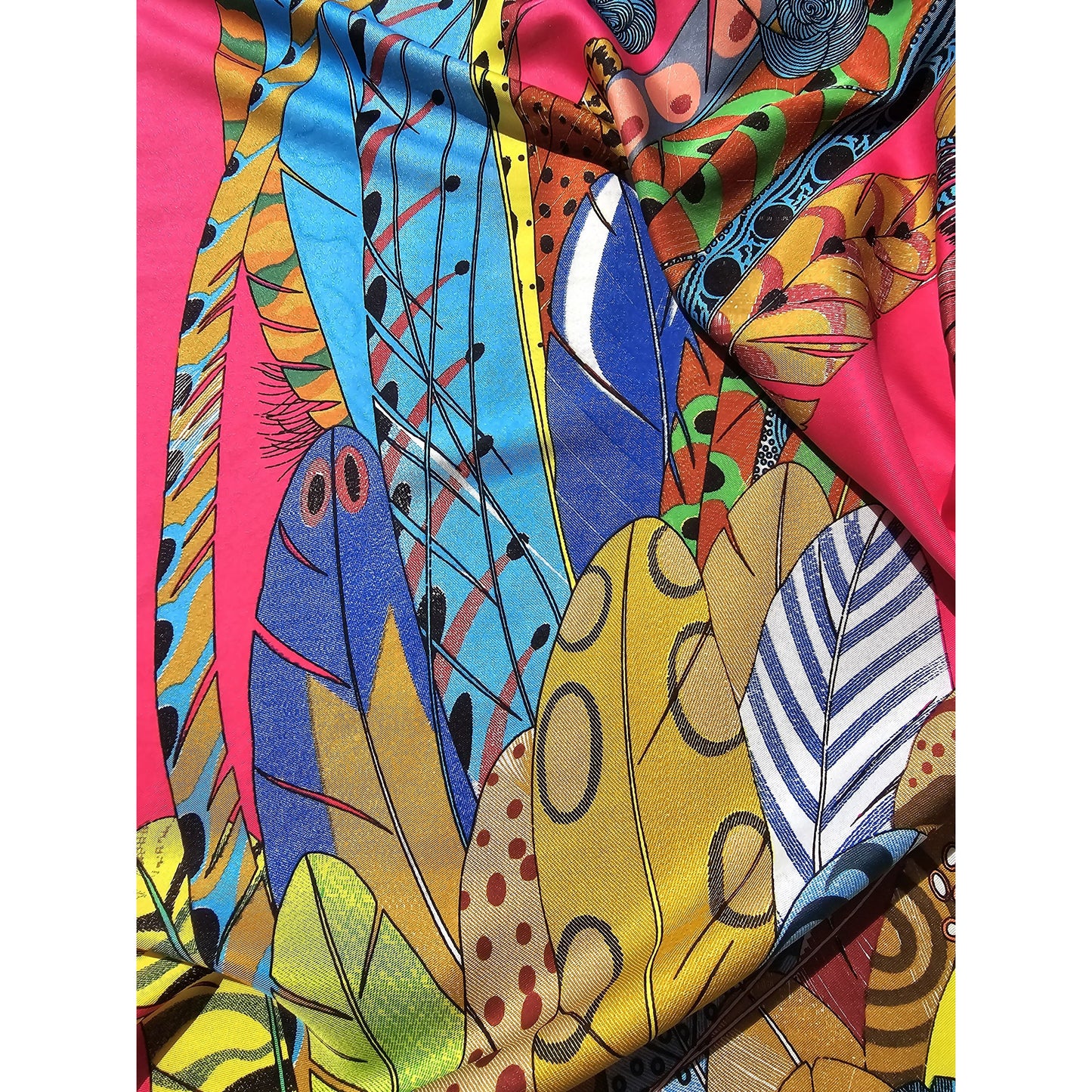 Pure Twill Silk Square Scarf 90cmx90cm "Feathers"