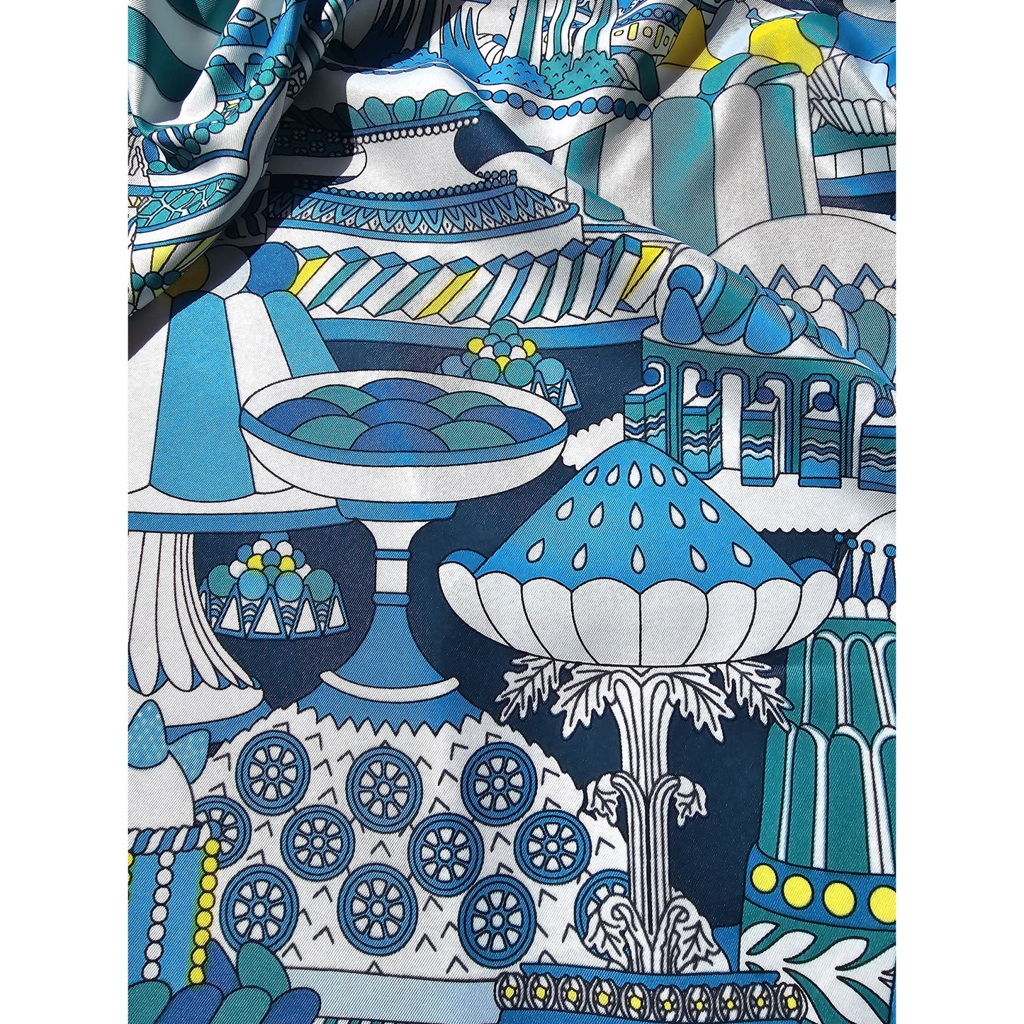 Square Pure Twill Silk Printed Scarf 90x90cm "French Desserts"