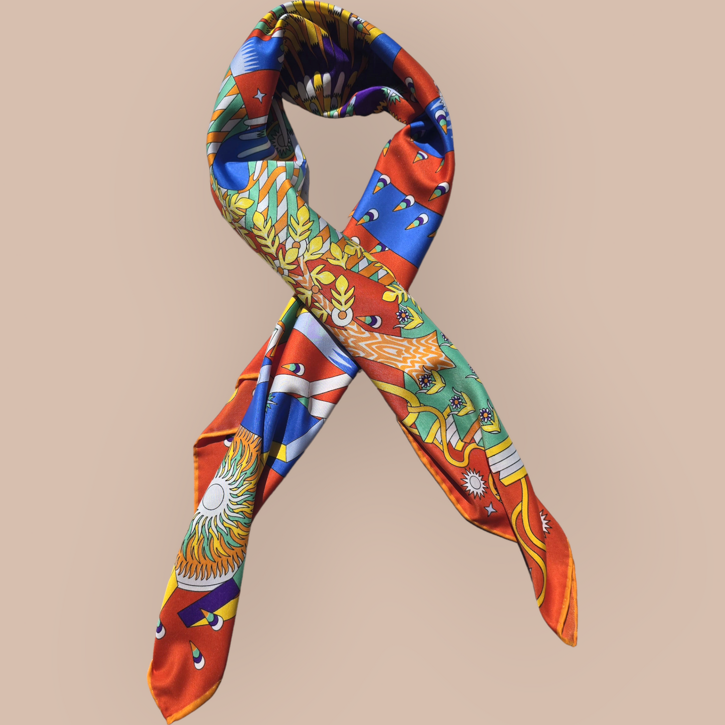 100% Twill Silk Scarf "Le Retour d'Ulysse"