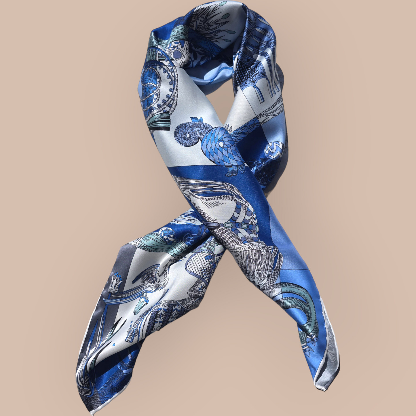 100% Twill Silk Scarf "Medieval Animals"
