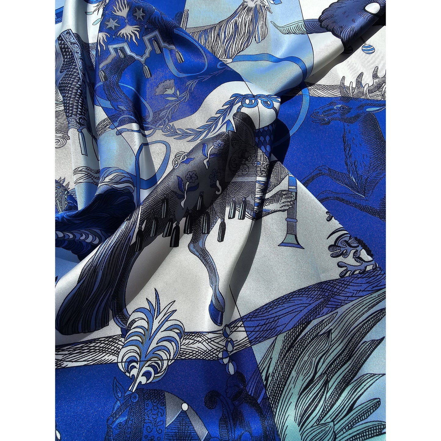 100% Twill Silk Scarf "Medieval Animals"