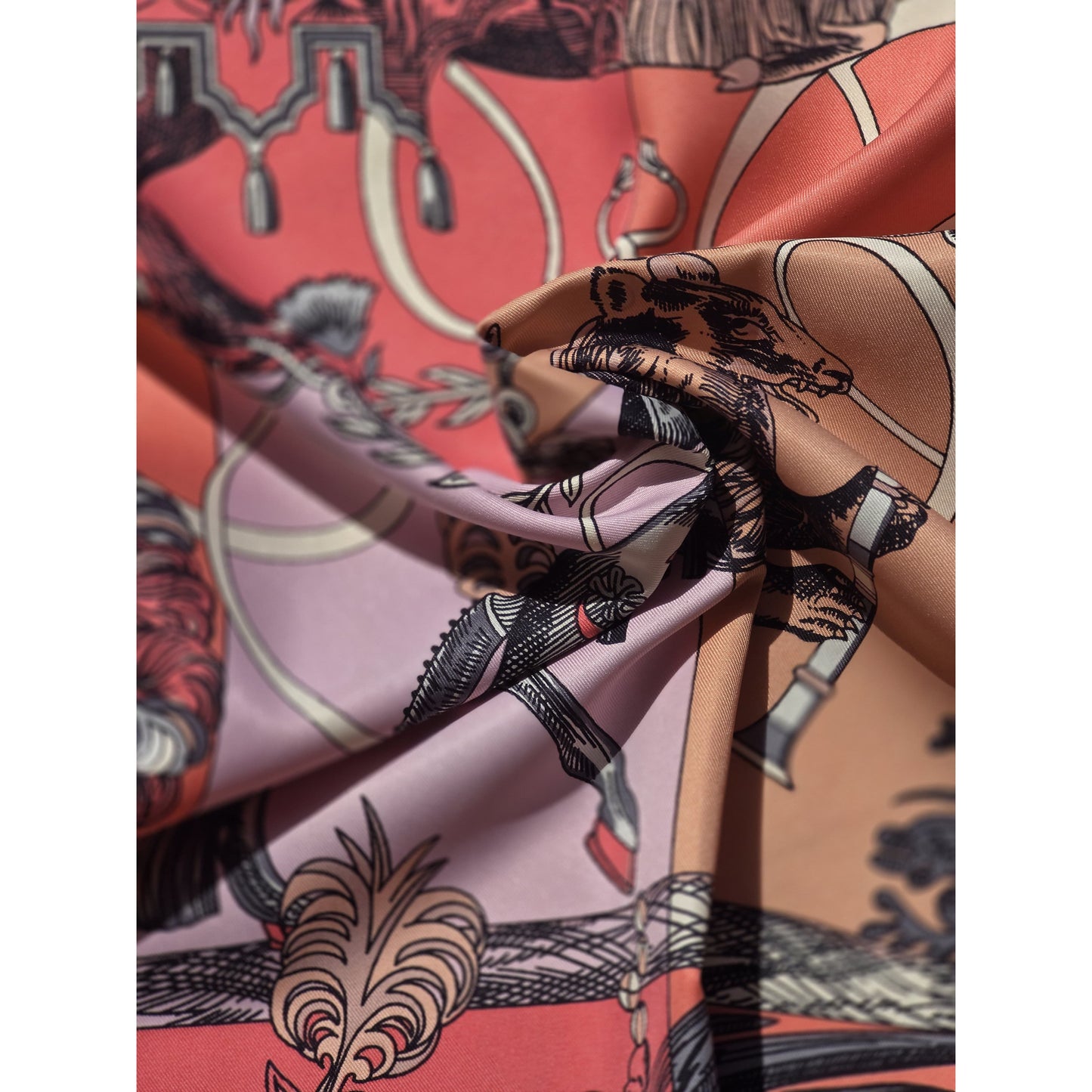 100% Twill Silk Scarf "Medieval Animals"