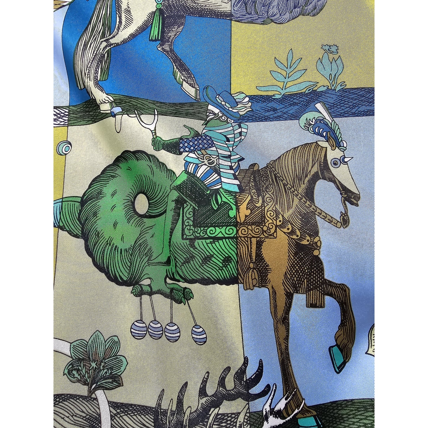 100% Twill Silk Scarf "Medieval Animals"