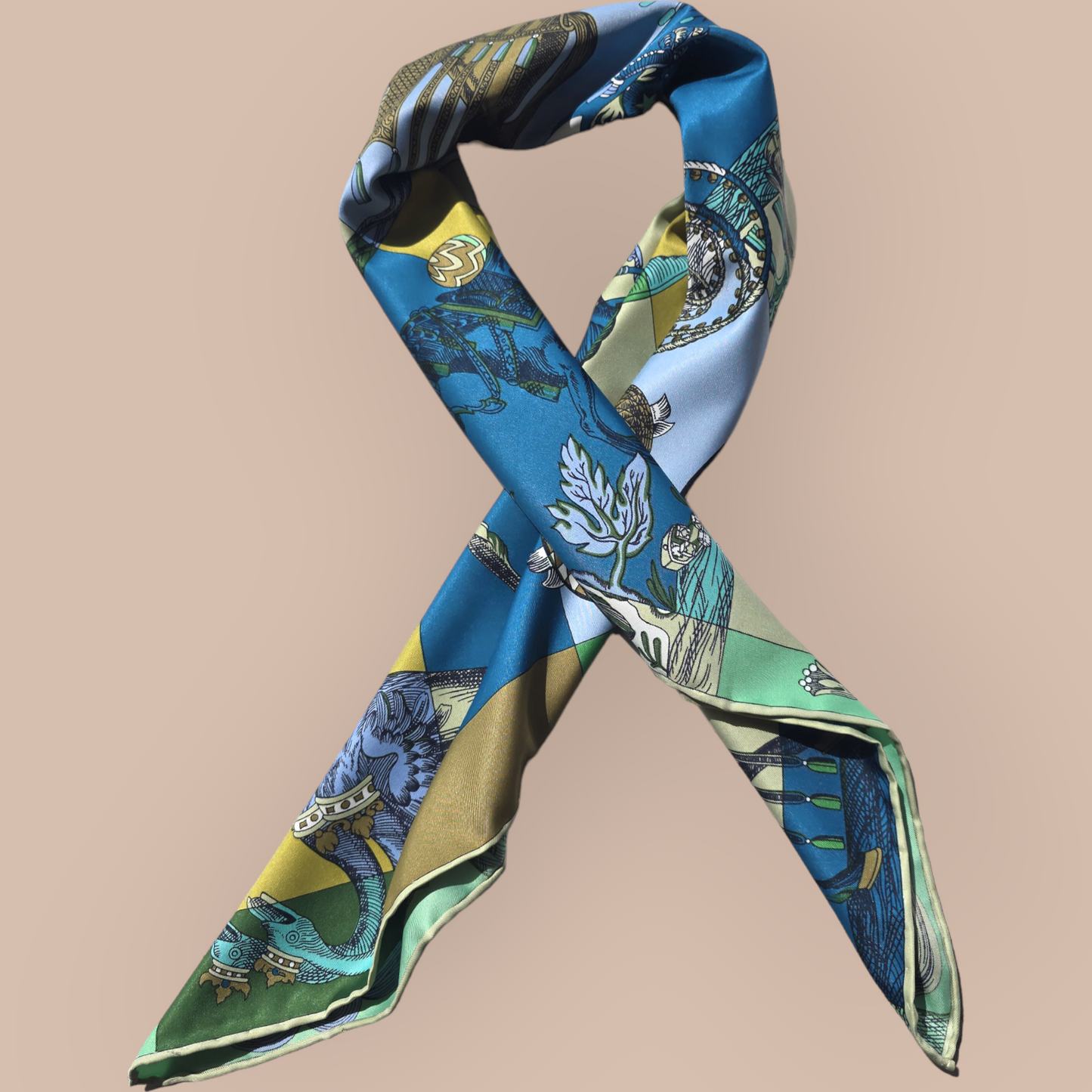 100% Twill Silk Scarf "Medieval Animals"