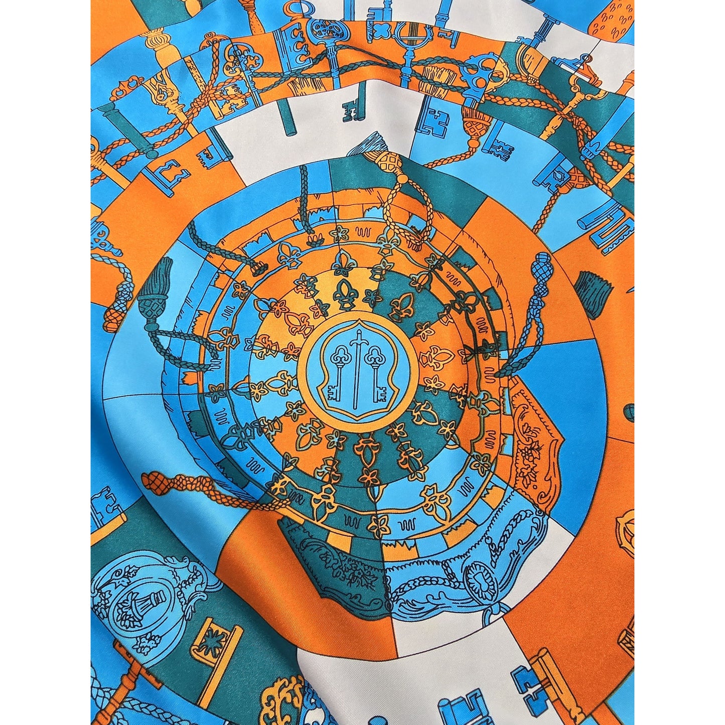 Pure Silk Twill Square Scarf 90cmx90cm "La Serrure Imaginaire"