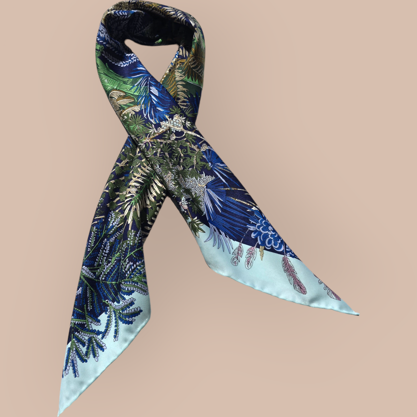 100% Twill Silk Scarf "Jungle Castle"