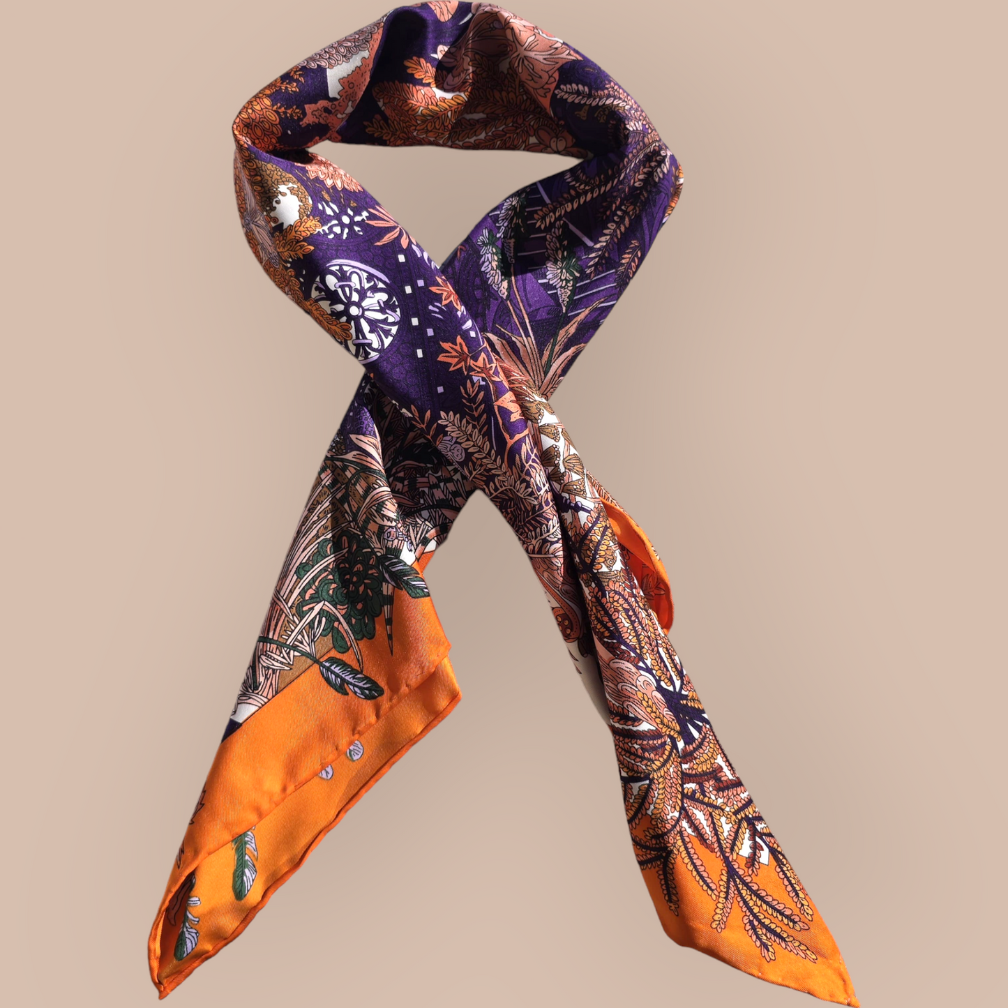 100% Twill Silk Scarf "Jungle Castle"