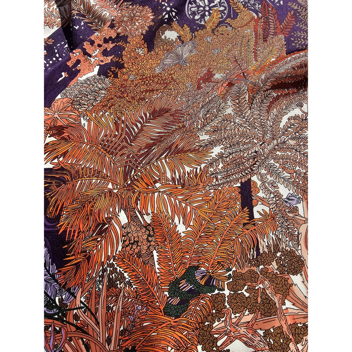 100% Twill Silk Scarf "Jungle Castle"