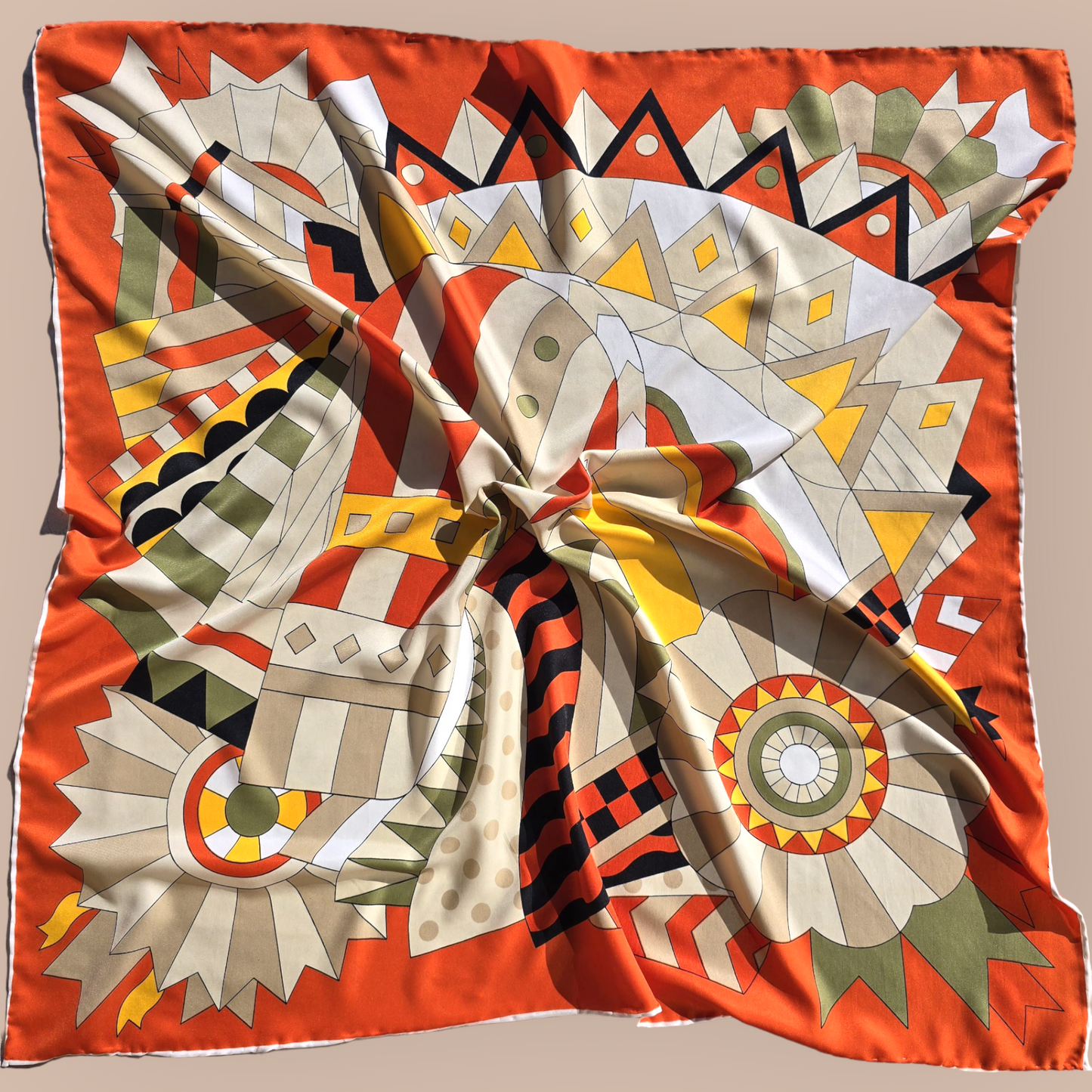 Pure Twill Silk Square Scarf 90cmx90cm "Abstract Horse"