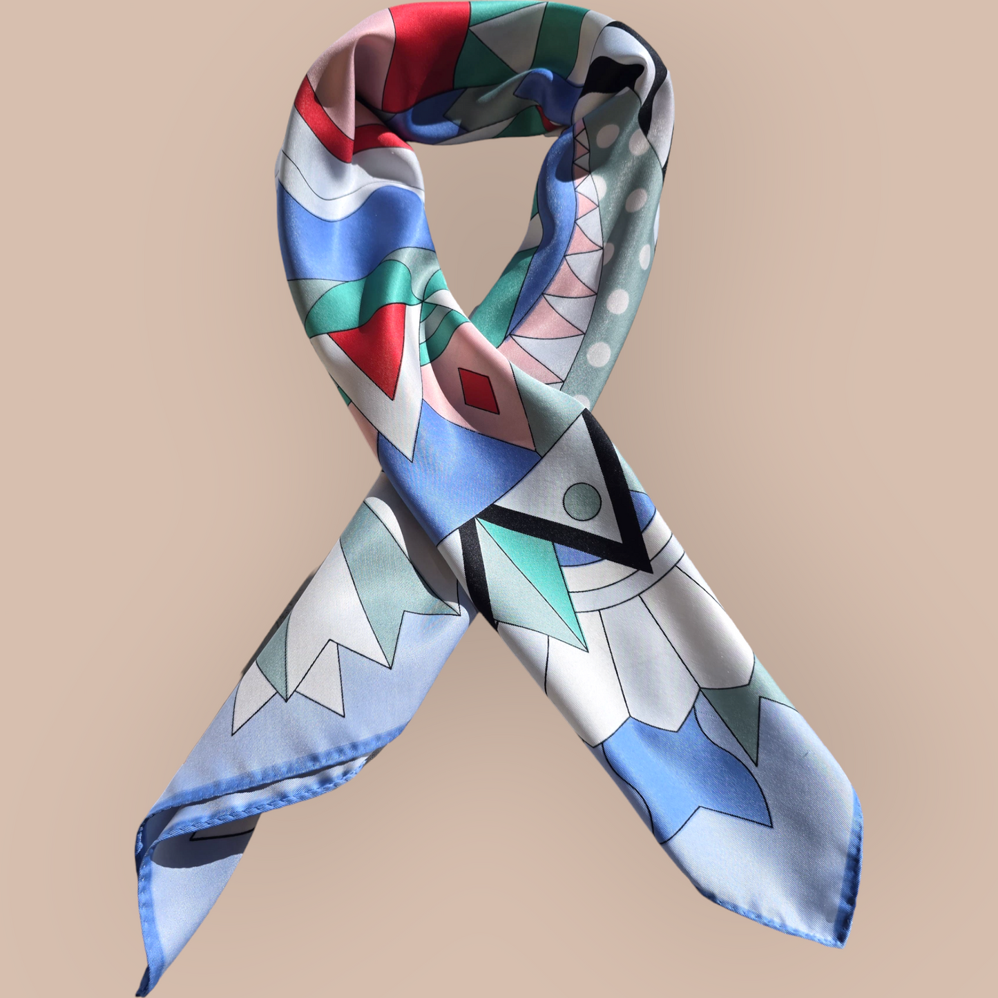 Pure Twill Silk Square Scarf 90cmx90cm "Abstract Horse"