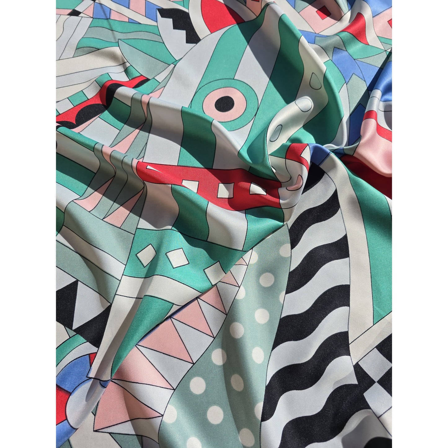 Pure Twill Silk Square Scarf 90cmx90cm "Abstract Horse"