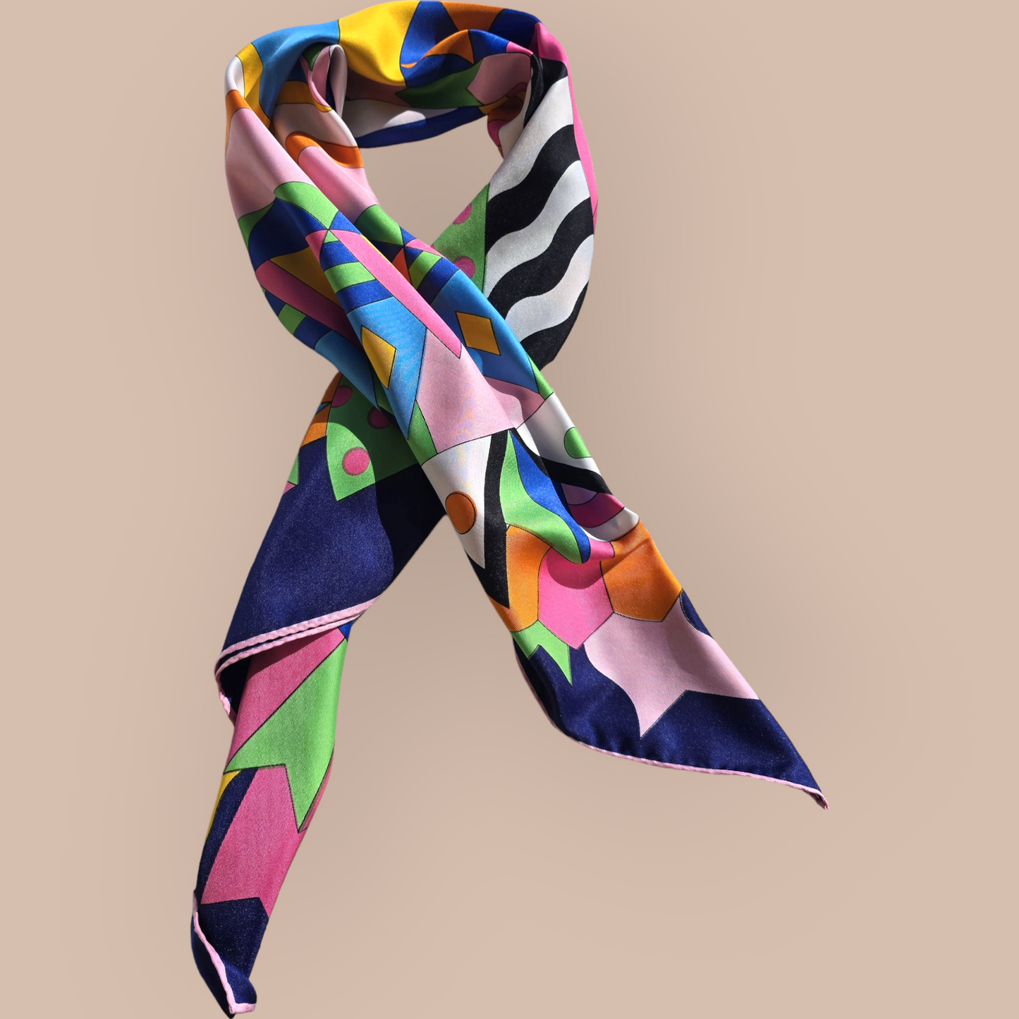 Pure Twill Silk Square Scarf 90cmx90cm "Abstract Horse"