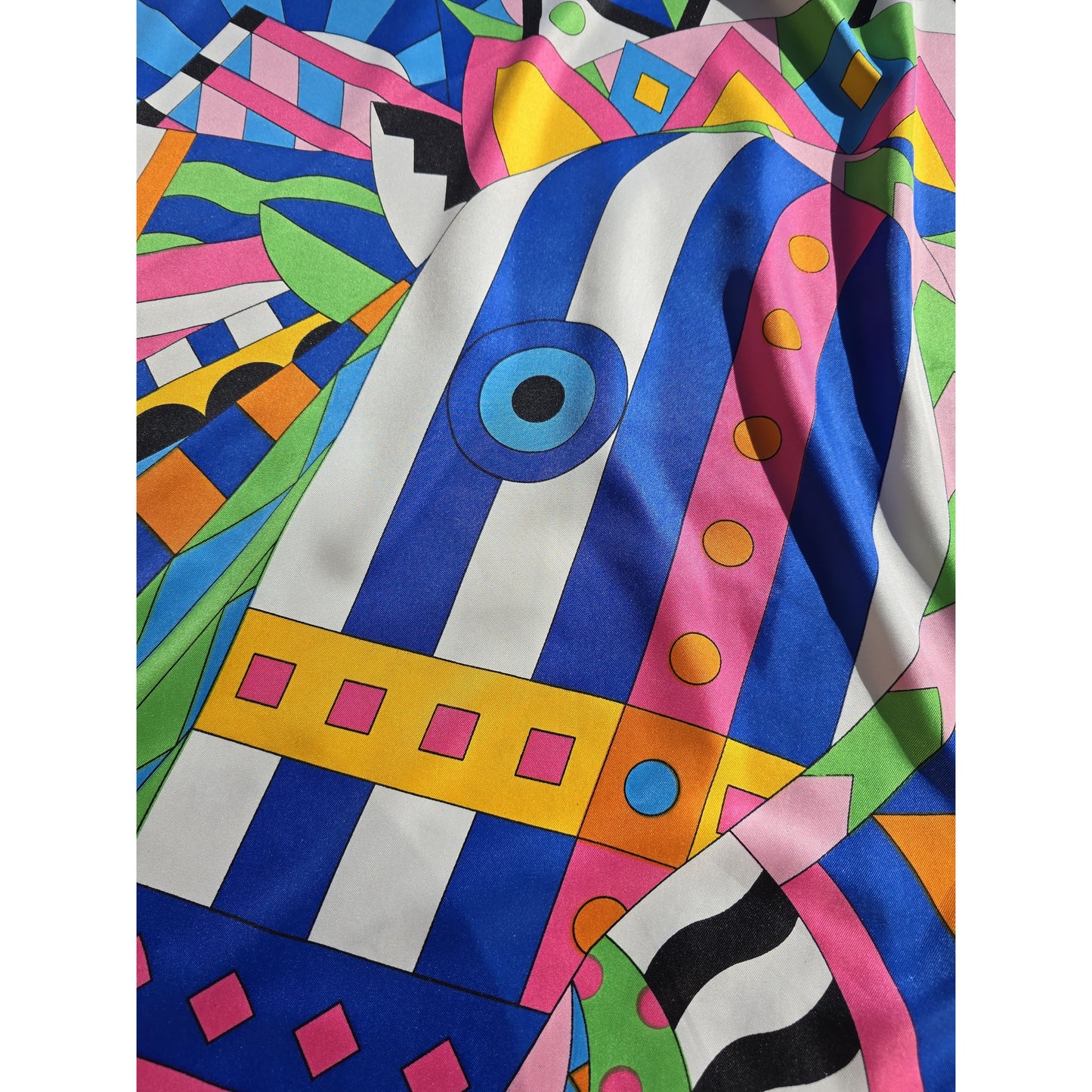 Pure Twill Silk Square Scarf 90cmx90cm "Abstract Horse"