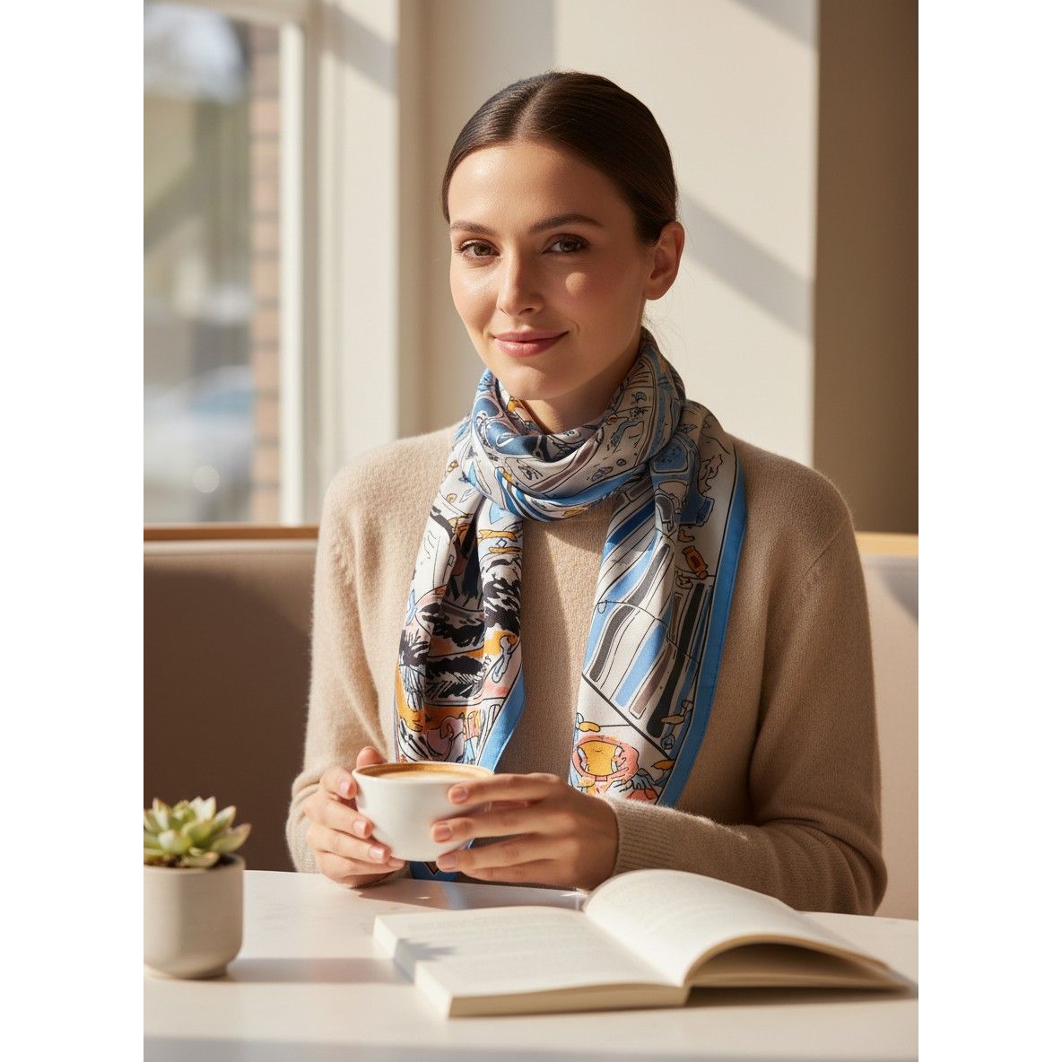 100% Satin Silk Scarf "Jours d'été"