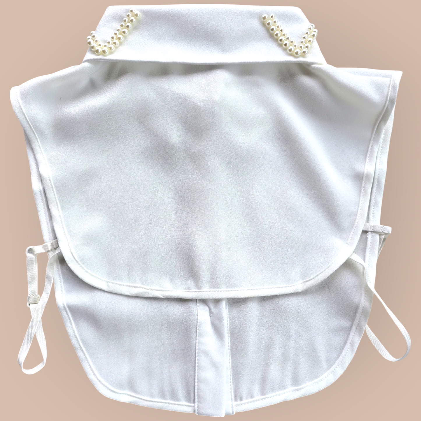 White Faux Collar Shirt Embroidered With Pearls For Woman
