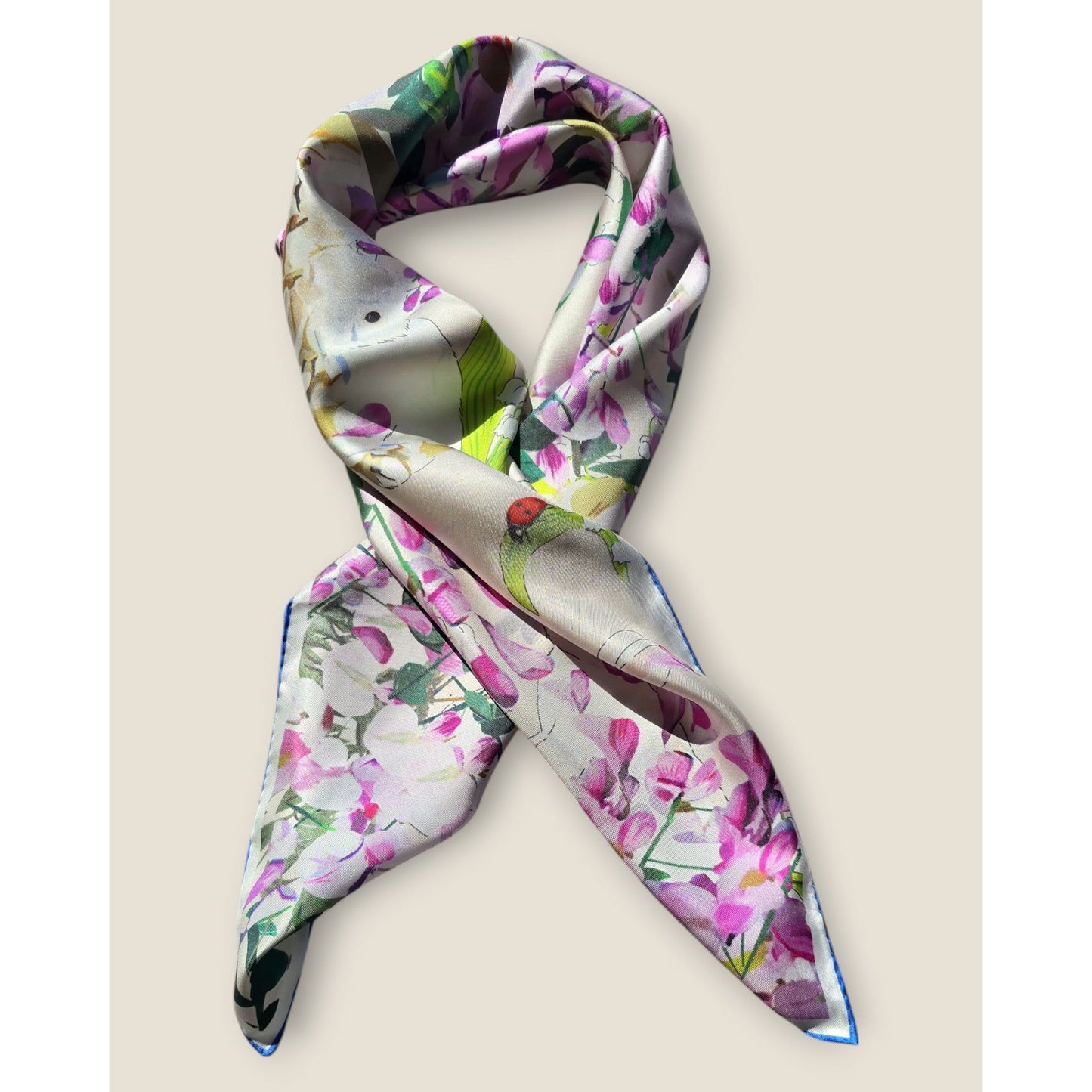 Pure Square Silk Twill Scarf "L'Amour Printanier"