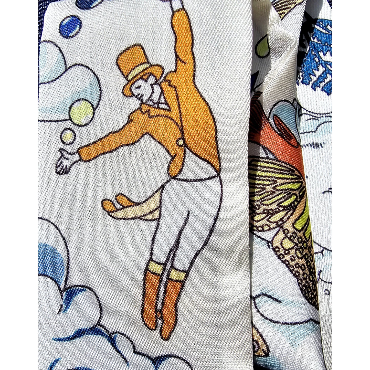 Twill Silk Long Scarf "Royaume Des Nuages"