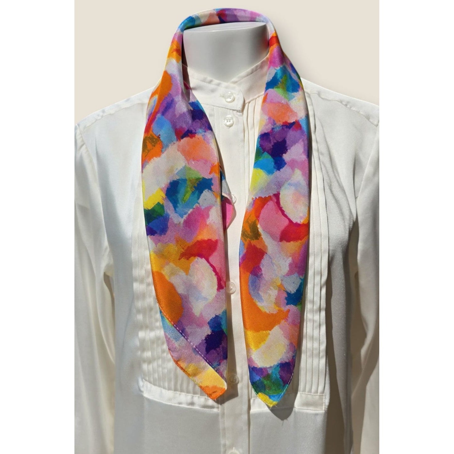 Pure Silk Crepe De Chine Square Scarf "Soleil voilé"
