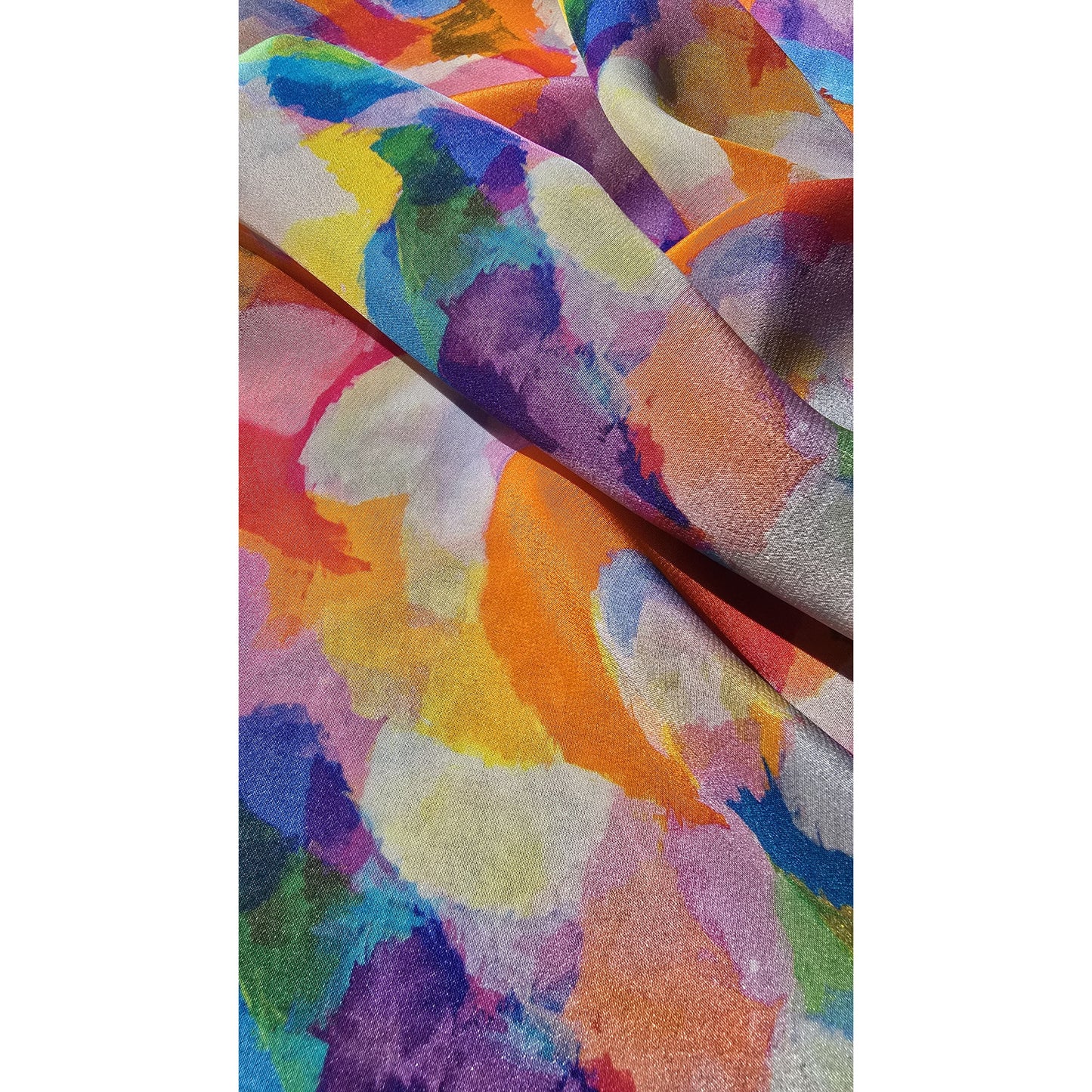 Pure Silk Crepe De Chine Square Scarf "Soleil voilé"