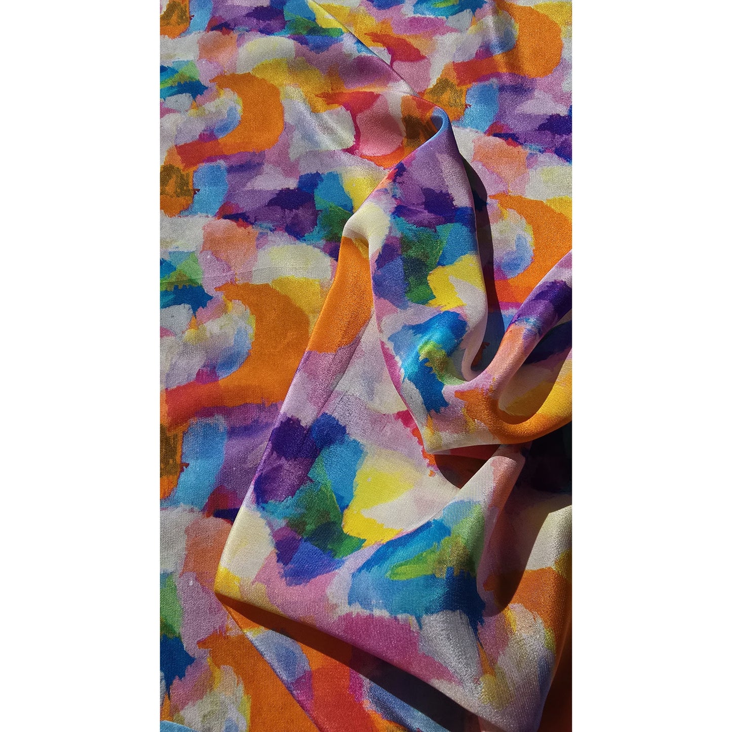 Pure Silk Crepe De Chine Square Scarf "Soleil voilé"