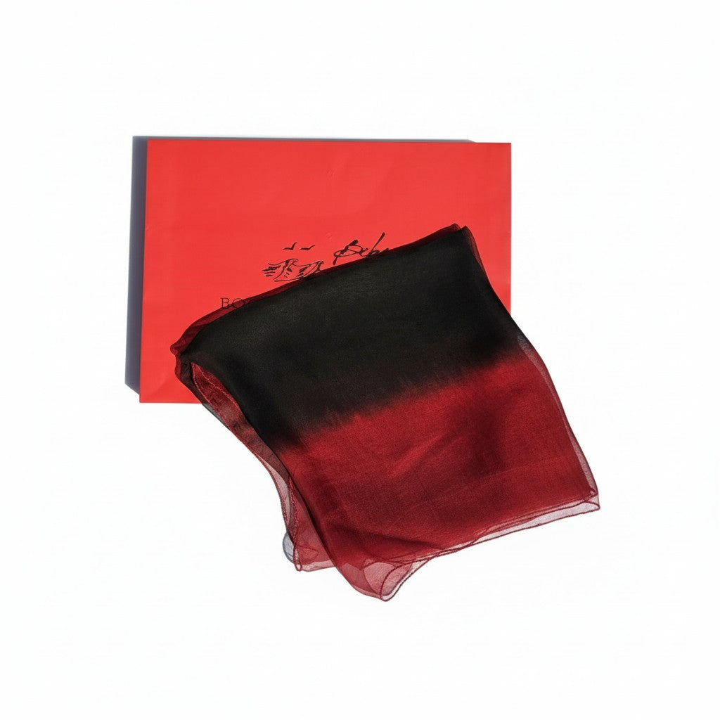 Hand-Dyed Silk Chiffon Square Scarf ,Made in India ,105x105cm