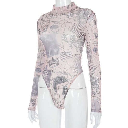 Beautiful  transparent mesh bodysuit for woman