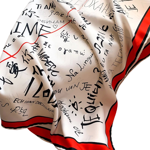 100% Twill Silk Scarf "Je T'Aime"