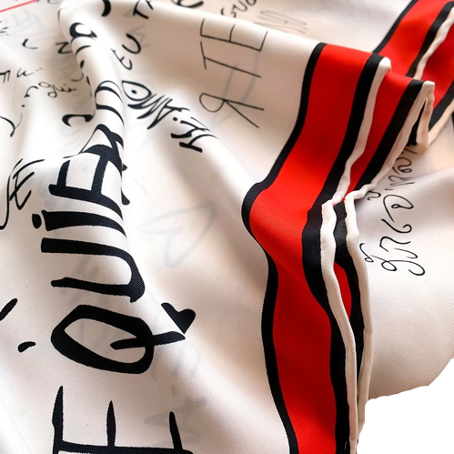 100% Twill Silk Scarf "Je T'Aime"