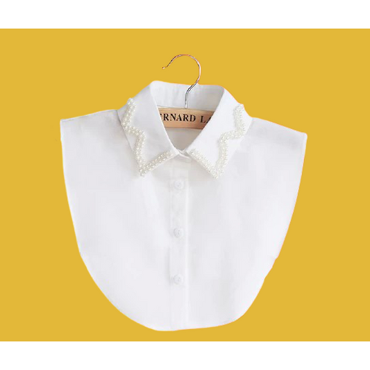 Faux Collar Shirt  Embroidered With Pearls
