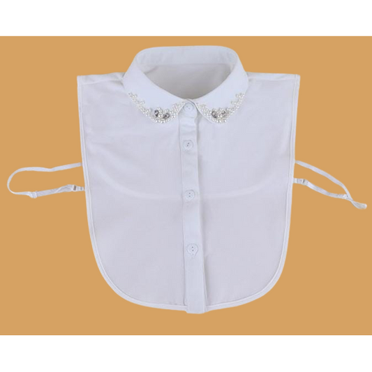 Faux Shirt Collar Embroidered With Pearls And Chrystals
