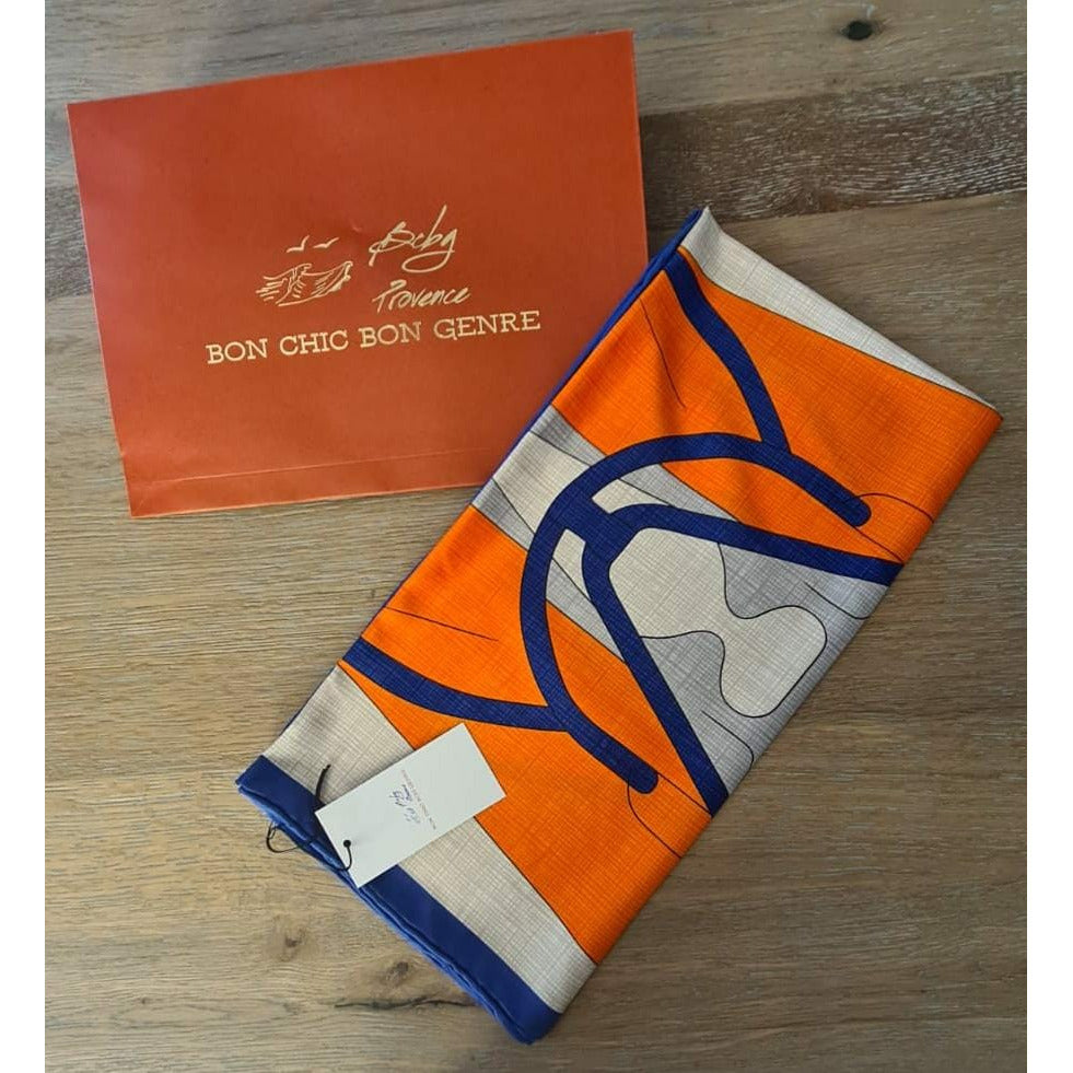100% Twill Silk Scarf "Double Horse"