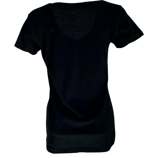 Black Round Neck T-Shirt For Ladies Classic Fit , "Love Is ..." Patch