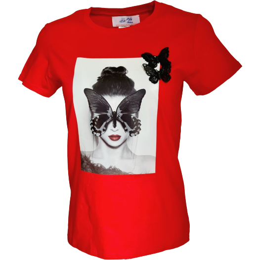 "Butterfly Mask" Red  T-Shirt