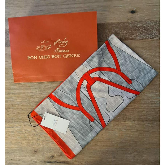 100% Twill Silk Scarf "Double Horse"