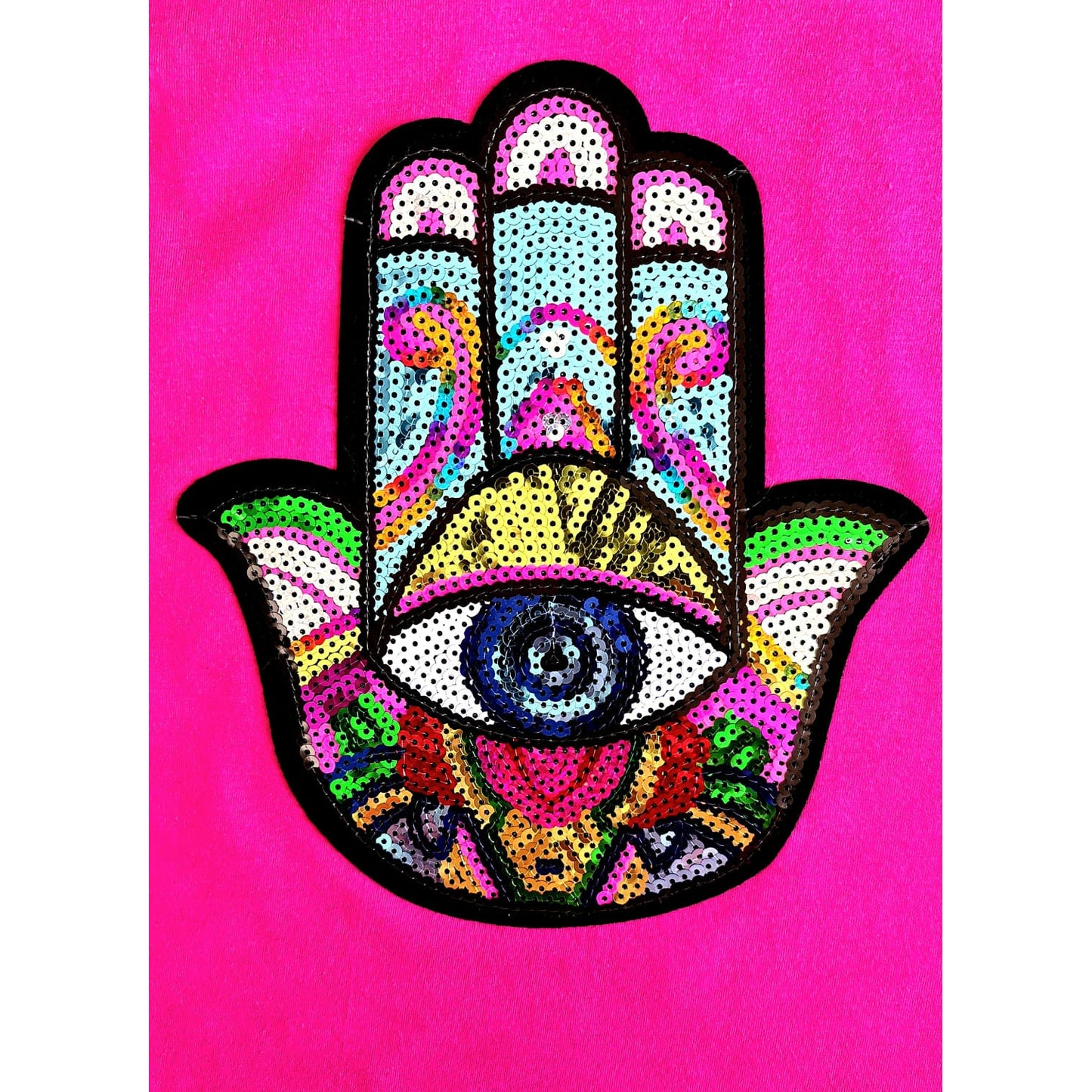 Stretched Cotton Round neck T-Shirt For Woman "Fatima Hand"