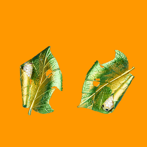 "Caterpillar Leaf" Brooch