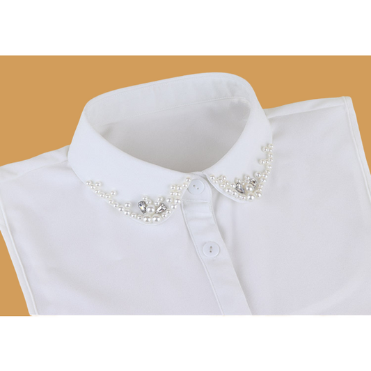 Faux Shirt Collar Embroidered With Pearls And Chrystals