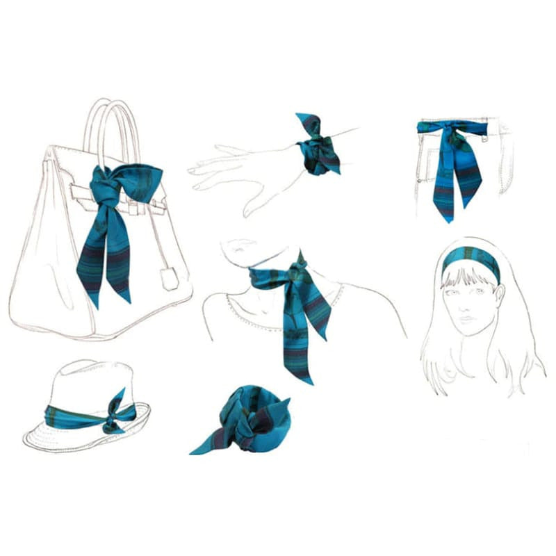 Twill Silk Long Scarf "Royaume Des Nuages"