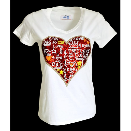 "Sequin Heart" T-Shirt