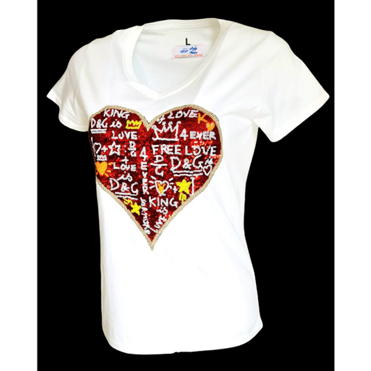 "Sequin Heart" T-Shirt