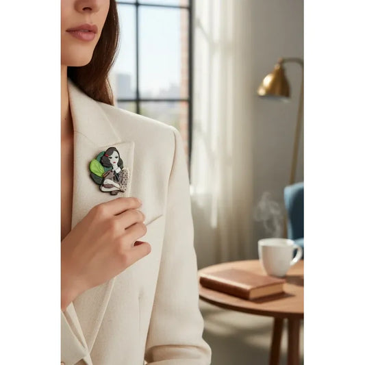 "Girl With Rabbit" Acrylic Brooch